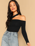  | SHEIN Ribbed Cutout Asymmetrical Neck Top | Top | Shein | OneHub