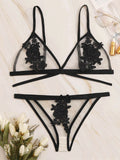 Shein Flower Crochet Sheer Lingerie Set