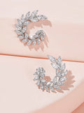  | Shein Rhinestone Leaf Hoop Earrings 1pair | Earrings | Shein | OneHub