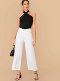 SHEIN BAE Form-Fitting Crisscross Halter Top