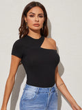  | SHEIN Ribbed Cutout One-Shoulder Top | Top | Shein | OneHub