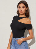  | SHEIN Ribbed Cutout One-Shoulder Top | Top | Shein | OneHub