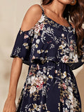  | SHEIN VCAY Cold Shoulder Flounce Foldover Floral Dress | Dress | Shein | OneHub