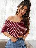  | SHEIN V-neck Striped Boxy Tee | T-shirt | Shein | OneHub