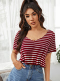  | SHEIN V-neck Striped Boxy Tee | T-shirt | Shein | OneHub