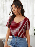  | SHEIN V-neck Striped Boxy Tee | T-shirt | Shein | OneHub