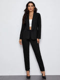  | SHEIN Felegant Shawl Collar Open Front Blazer and Slant Pocket Pants Set | Blazer | Shein | OneHub