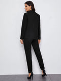  | SHEIN Felegant Shawl Collar Open Front Blazer and Slant Pocket Pants Set | Blazer | Shein | OneHub