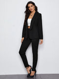  | SHEIN Felegant Shawl Collar Open Front Blazer and Slant Pocket Pants Set | Blazer | Shein | OneHub