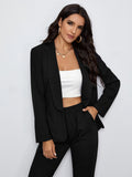  | SHEIN Felegant Shawl Collar Open Front Blazer and Slant Pocket Pants Set | Blazer | Shein | OneHub