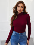  | SHEIN Funnel Neck Rib-knit Top | Top | Shein | OneHub