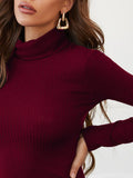  | SHEIN Funnel Neck Rib-knit Top | Top | Shein | OneHub