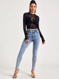  | SHEIN Mock-Neck Flocked Mesh Top Without Bra | Blouse | Shein | OneHub