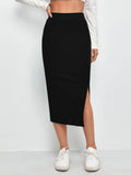  | SHEIN Slit Hem Rib-knit Pencil Skirt | Skirt | Shein | OneHub