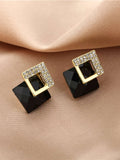 Shein Rhinestone Detail Square Earrings