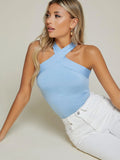 SHEIN BAE Form-Fitting Crisscross Halter Top