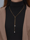 Shein Faux Pearl Decor Y Lariat Necklace