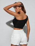  | SHEIN Solid One Shoulder Crop Top | Top | Shein | OneHub