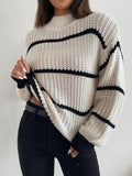  | SHEIN Striped Mock Neck Drop Shoulder Sweater | Sweater | Shein | OneHub