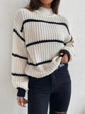  | SHEIN Striped Mock Neck Drop Shoulder Sweater | Sweater | Shein | OneHub