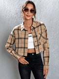  | SHEIN EZwear Plaid Patched Pocket Drop Shoulder Crop Shirt | Blouse | Shein | OneHub