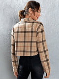  | SHEIN EZwear Plaid Patched Pocket Drop Shoulder Crop Shirt | Blouse | Shein | OneHub