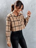  | SHEIN EZwear Plaid Patched Pocket Drop Shoulder Crop Shirt | Blouse | Shein | OneHub