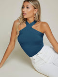  | SHEIN BAE Form-Fitting Crisscross Halter Top | Top | Shein | OneHub