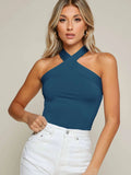 SHEIN BAE Form-Fitting Crisscross Halter Top