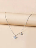 Shein Rhinestone Planet Charm Necklace