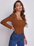 SHEIN EMERY ROSE Square Neck Leg-of-mutton Sleeve Top