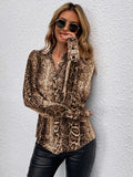  | SHEIN Snakeskin Print Bishop Sleeve Blouse | Top | Shein | OneHub