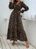  | SHEIN Leopard Print Flounce Sleeve Shirred Dress | Dress | Shein | OneHub