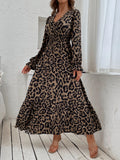  | SHEIN Leopard Print Flounce Sleeve Shirred Dress | Dress | Shein | OneHub