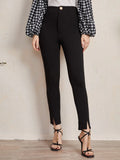 SHEIN Unity Single Button Split Hem Skinny Pants