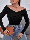 SHEIN SXY Rib-knit Criss Cross Tee