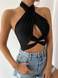  | SHEIN Twist Front Cut Out Crop Halter Top | Top | Shein | OneHub