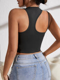  | SHEIN Asymmetrical Neck Patch Detail Racerback Crop Top | Top | Shein | OneHub