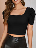  | SHEIN Solid Puff Sleeve Crop Top | Top | Shein | OneHub