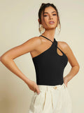 SHEIN Criss Cross Rib-knit Top