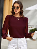 Shein Lantern Sleeve Keyhole Back Blouse