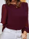 Shein Lantern Sleeve Keyhole Back Blouse