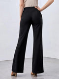 evolu SHEIN Recycled Polyester High-Rise Straight-Leg Pants