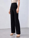 evolu SHEIN Recycled Polyester High-Rise Straight-Leg Pants