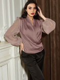  | Shein Fold Pleated Lantern Sleeve Satin Blouse | Blouse | Shein | OneHub