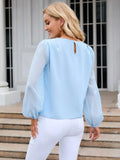 Shein Lantern Sleeve Keyhole Back Blouse