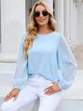 Shein Lantern Sleeve Keyhole Back Blouse