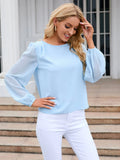 Shein Lantern Sleeve Keyhole Back Blouse