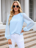 Shein Lantern Sleeve Keyhole Back Blouse