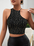 SHEIN SXY Allover Heart Print Asymmetrical Crop Top